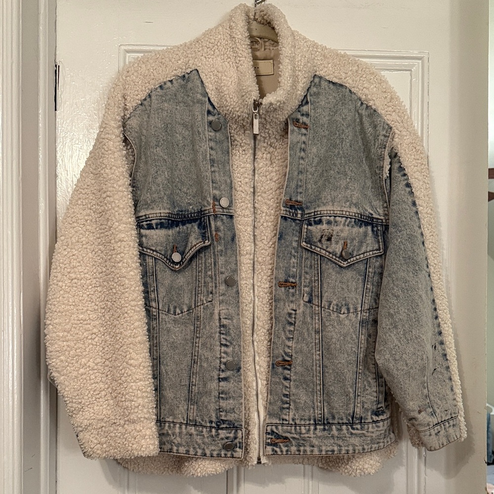 Blank NYC Cream Leather-Trim Jacket